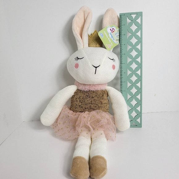 Spark Create Imagine Knit Plush Holiday Winter Bunny Rabbit Rattle Crinkle New - Picture 9 of 16